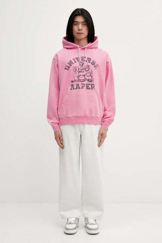 AAPE bluza bawełniana AAPSWMC369XXP różowy