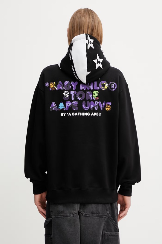 Odzież AAPE bluza rozpinana z kapturem z bawełną męska AAPSWM9796XXP czarny