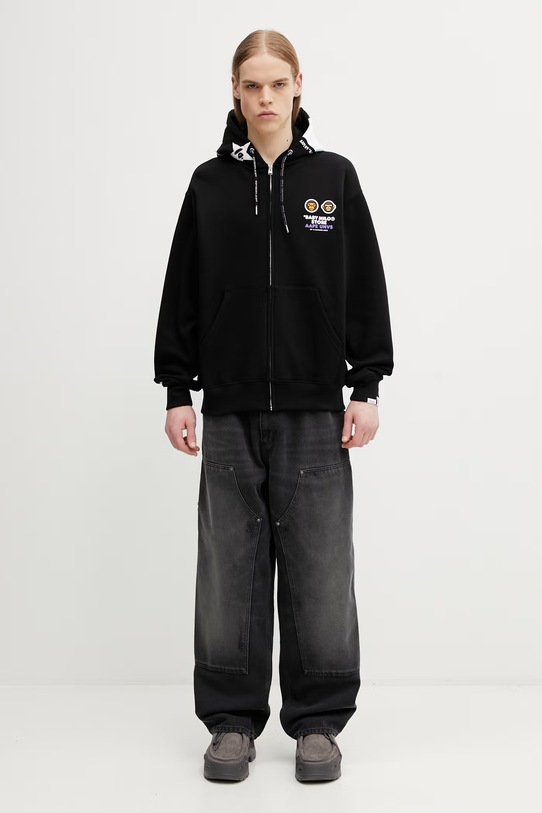 AAPE bluza rozpinana z kapturem z bawełną męska AAPSWM9796XXP czarny