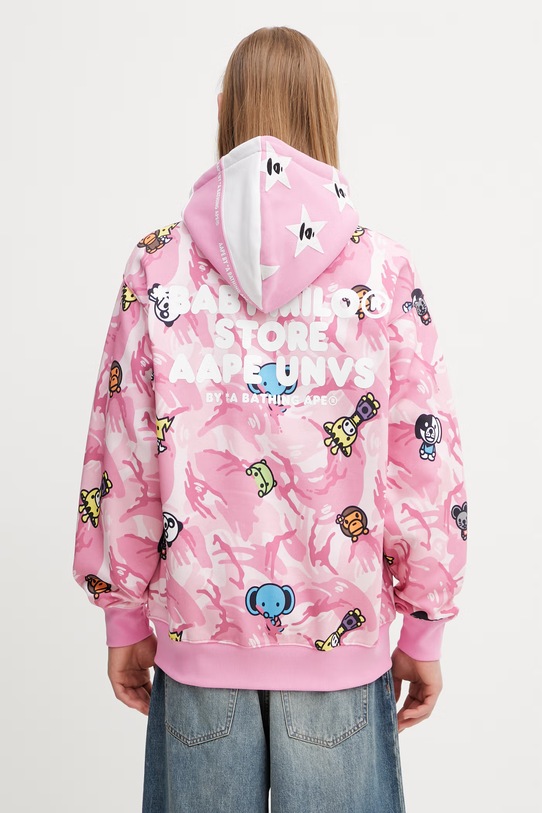 Odzież AAPE bluza rozpinana z kapturem bawełniana męska AAPSWM9796XAP różowy