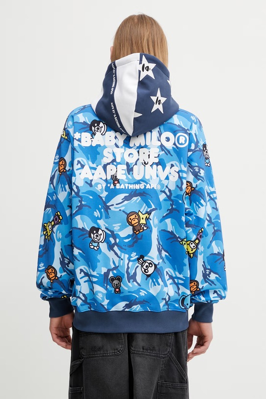Odzież AAPE bluza rozpinana z kapturem z bawełną męska AAPSWM9796XAP niebieski