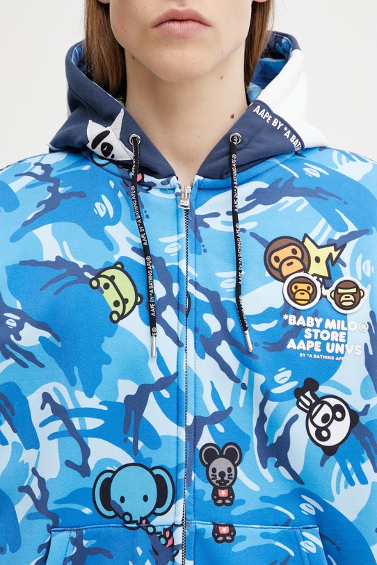 AAPE bluza rozpinana z kapturem z bawełną męska niebieski AAPSWM9796XAP