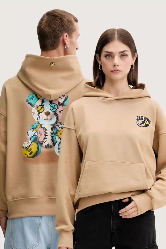 Bavlněná mikina Barrow potisk béžová F5BWUAHS051