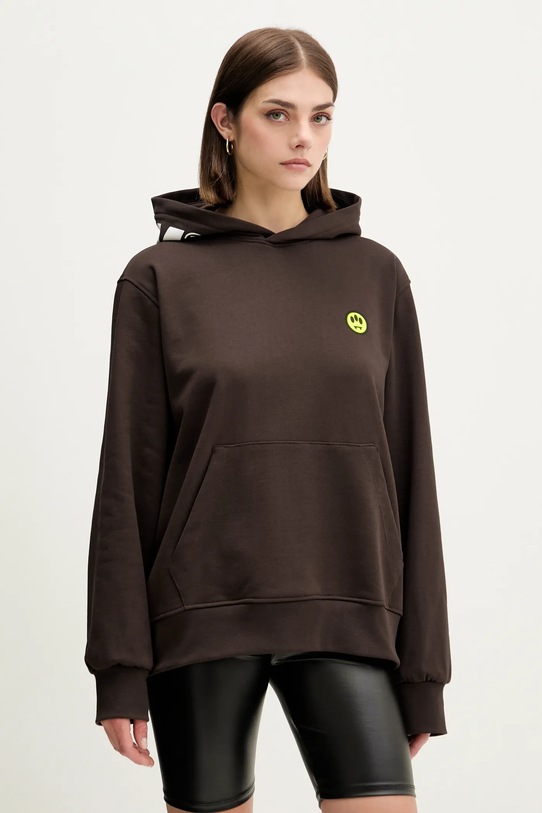 Barrow bluza bawełniana nadruk brązowy F5BWUAHS058