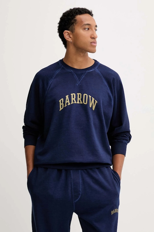 Βαμβακερή μπλούζα Barrow F5BWUASW026 σκούρο μπλε AW25