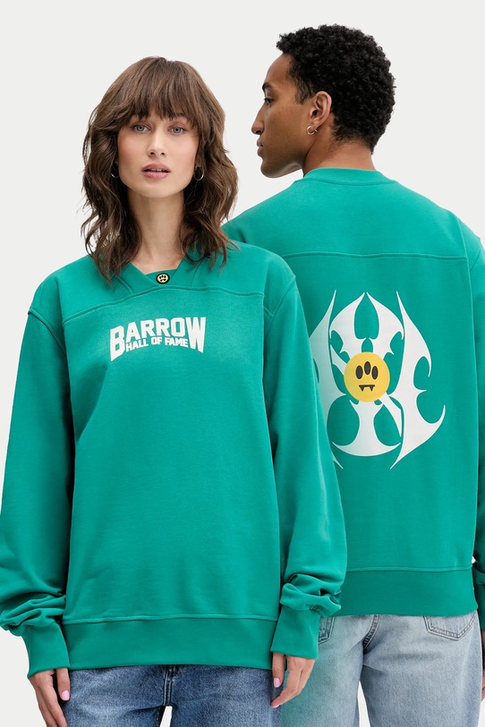 Barrow bluza bawełniana nadruk zielony F5BWUASW042