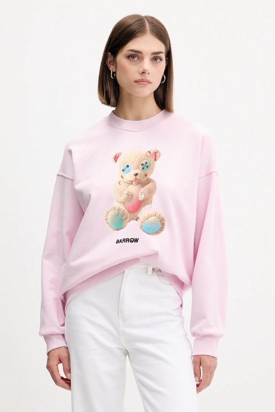 Βαμβακερή μπλούζα Barrow F5BWUASW048 ροζ AW25