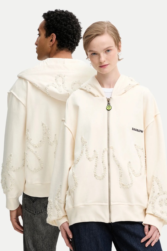 Barrow bluza bawełniana z kapturem beżowy F5BWUAZH080