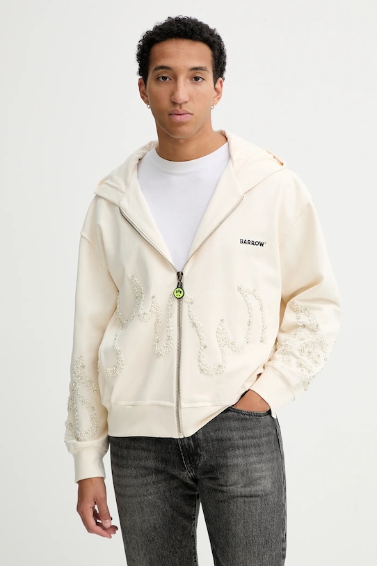 Barrow bluza bawełniana F5BWUAZH080 beżowy AW25