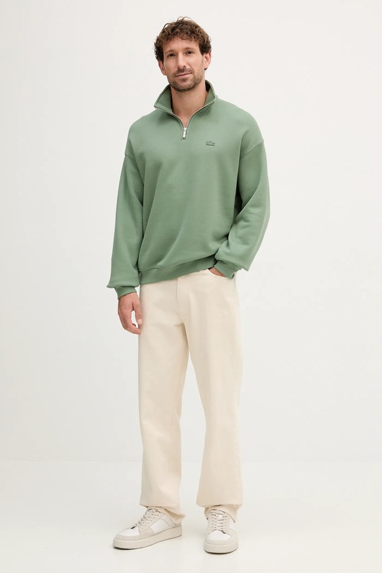 Bombažen pulover Lacoste SH7759 zelena AW25