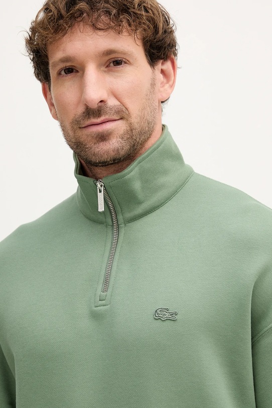 Bombažen pulover Lacoste zelena SH7759