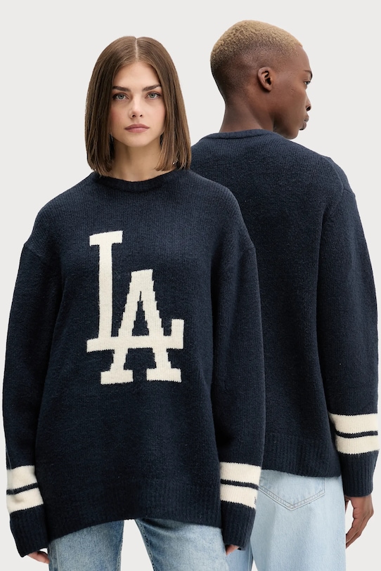 New Era sweter z domieszką wełny okrągły granatowy 60684329