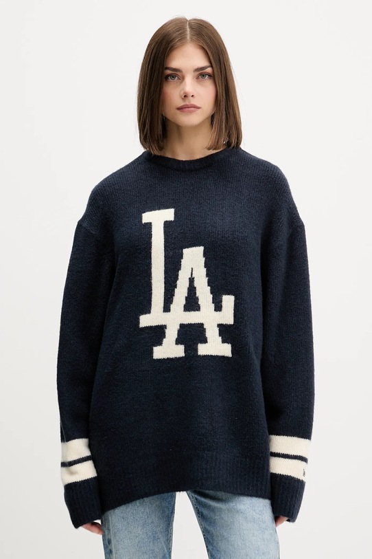 New Era sweter z domieszką wełny 60684329 granatowy AW25