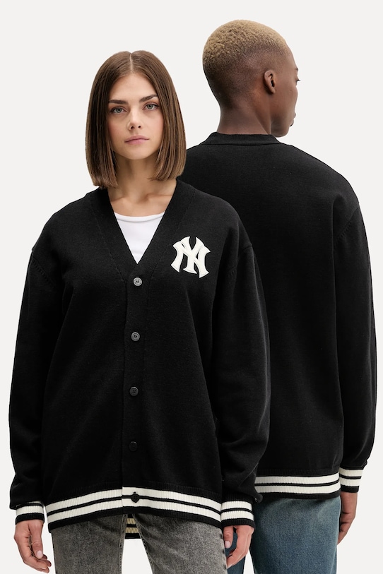 New Era kardigan z domieszką wełny z domieszką wełny czarny 60684475