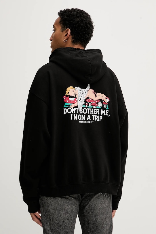 Βαμβακερή μπλούζα Kaotiko στάμπα μαύρο AR001.02.G002