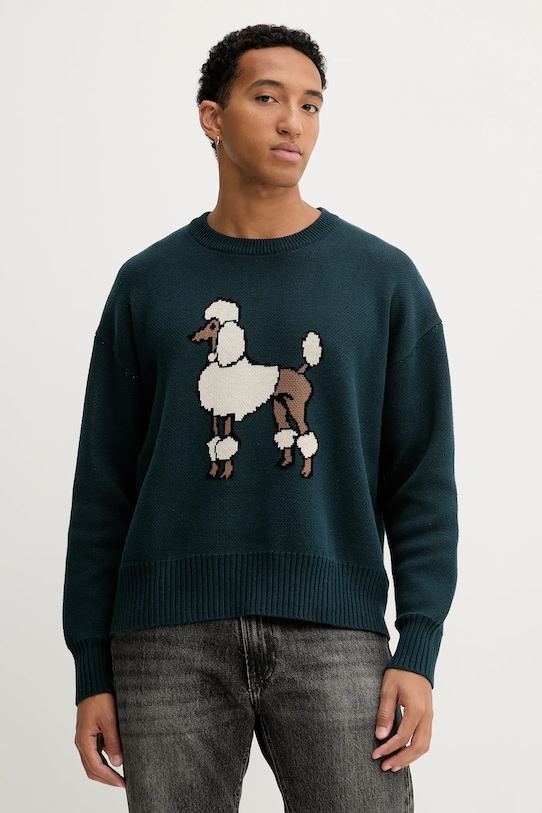 Kaotiko sweter bawełniany wzorzyste zielony AR018.01.E002