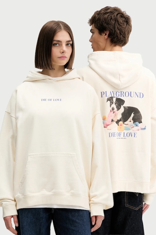 Kaotiko bluza bawełniana nadruk beżowy AR057.01.G002