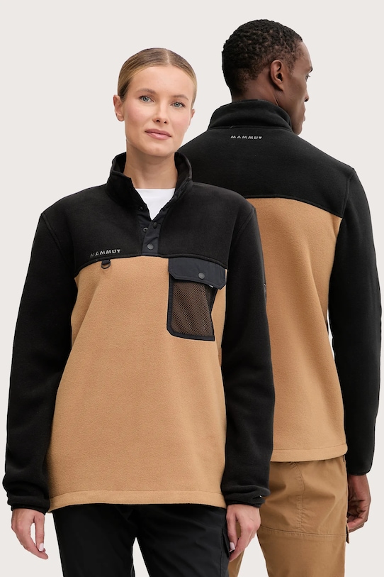 Športová mikina Mammut Moonstone Hybrid bez kapucne hnedá 1014.06120