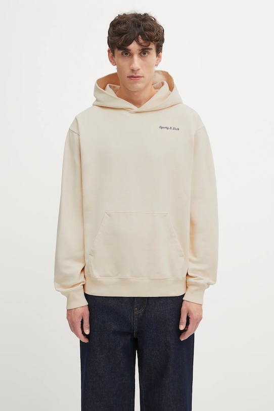 Sporty & Rich bluza bawełniana Eden Crest Embroidered z kapturem beżowy ST07060666CR01