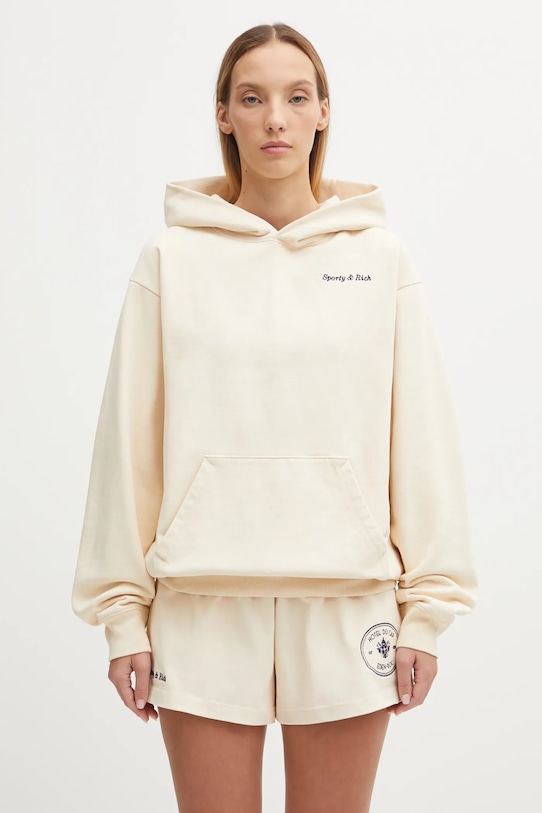 Sporty & Rich bluza bawełniana Eden Crest Embroidered ST07060666CR01 beżowy AW25