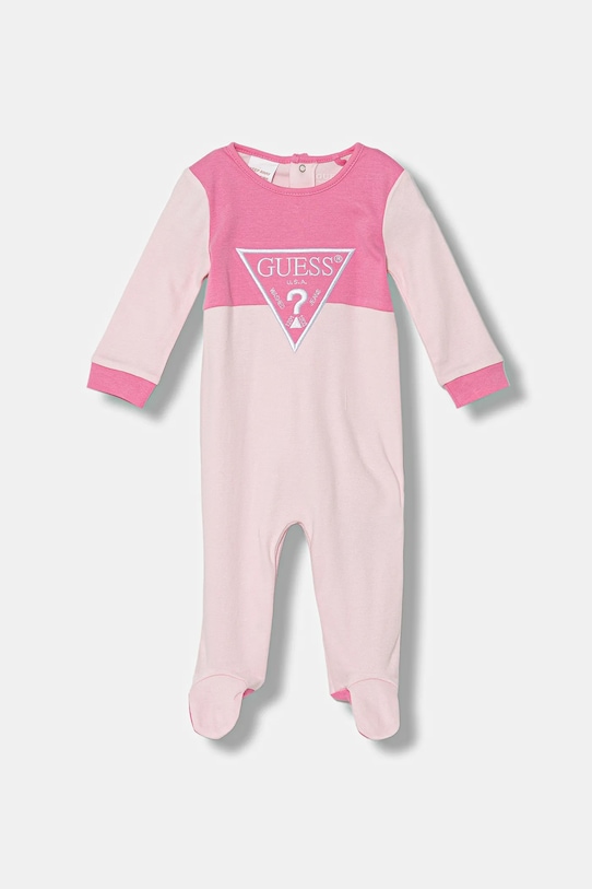 Guess pajacyk niemowlęcy bawełniany różowy H5YW07.KA6W4.G.9BYA