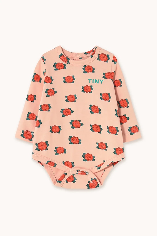 Бебешко боди от памук Tinycottons CAMELIAS BODY За бебета розов AW25.202