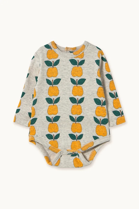Βαμβακερά φορμάκια για μωρά Tinycottons APPLES RIB BODY Βρεφικό προϊόν γκρί AW25.239