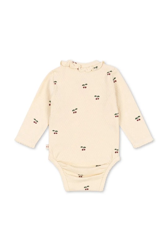 Konges Sløjd body bawełniane niemowlęce SUI NEWBORN FRILL BODY GOTS KS104004.9BYA beżowy AW25