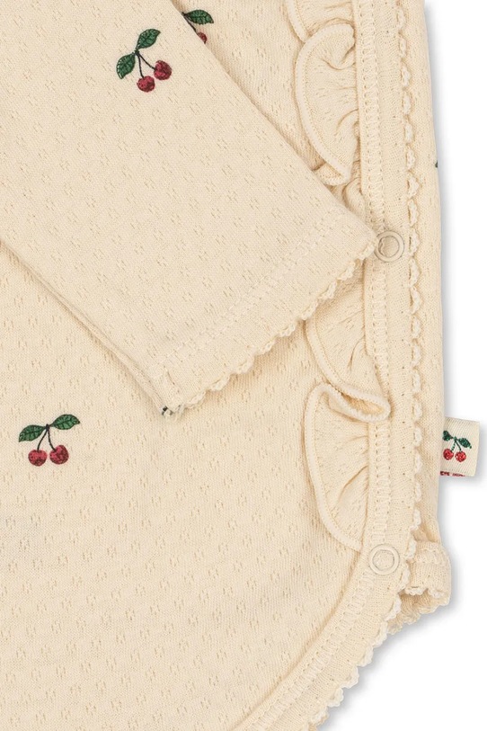 Konges Sløjd body bawełniane niemowlęce SUI NEWBORN FRILL BODY GOTS beżowy KS104004.9BYA