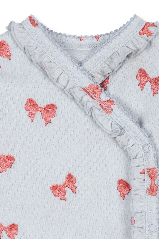 Dziewczynka Konges Sløjd body bawełniane niemowlęce SUI NEWBORN FRILL BODY GOTS KS104004.9BYA niebieski