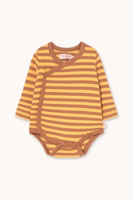 Tinycottons body niemowlęce STRIPES RIB CROSSED BODY Produkt niemowlęcy żółty AW25.028