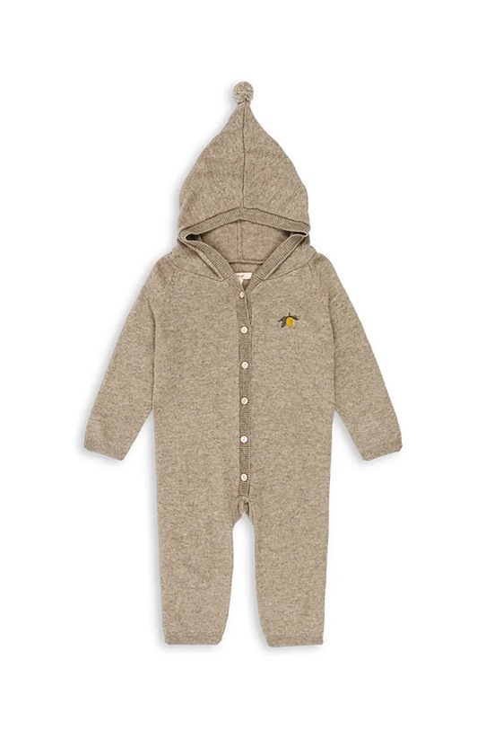 Φόρμες με φουφούλα μωρού Konges Sløjd MATTOU KNIT ONESIE KS103904.9BYA καφέ AW25