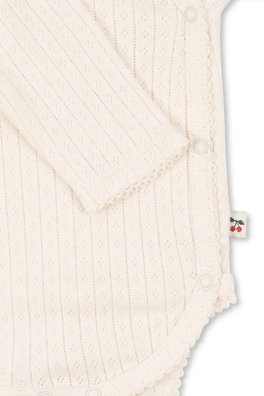 Konges Sløjd body bawełniane niemowlęce MINNIE NEWBORN BODY GOTS beżowy KS103919.9BYA