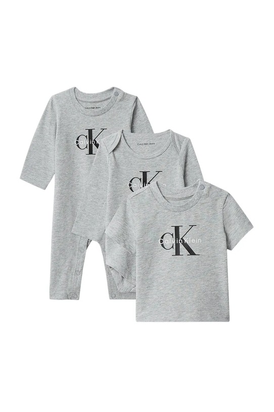 Комплект для немовлят Calvin Klein Jeans 3-pack 3 шт сірий IN0IN00339.9BYA