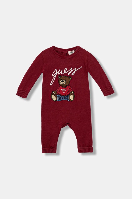 Guess pajacyk niemowlęcy bawełniany Gift Box bordowy H5BW05.Z3KZ1.9BYA