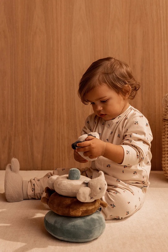 Liewood pajacyk niemowlęcy Birk Printed Pyjamas Jumpsuit Produkt niemowlęcy beżowy LW20360.9BYA