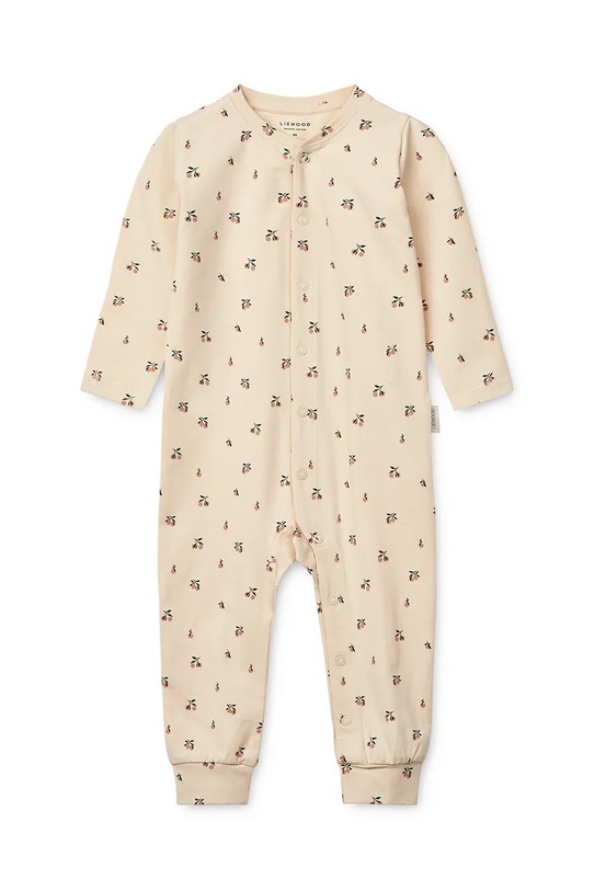 Liewood pajacyk niemowlęcy Birk Printed Pyjamas Jumpsuit LW20360.9BYA beżowy AW25