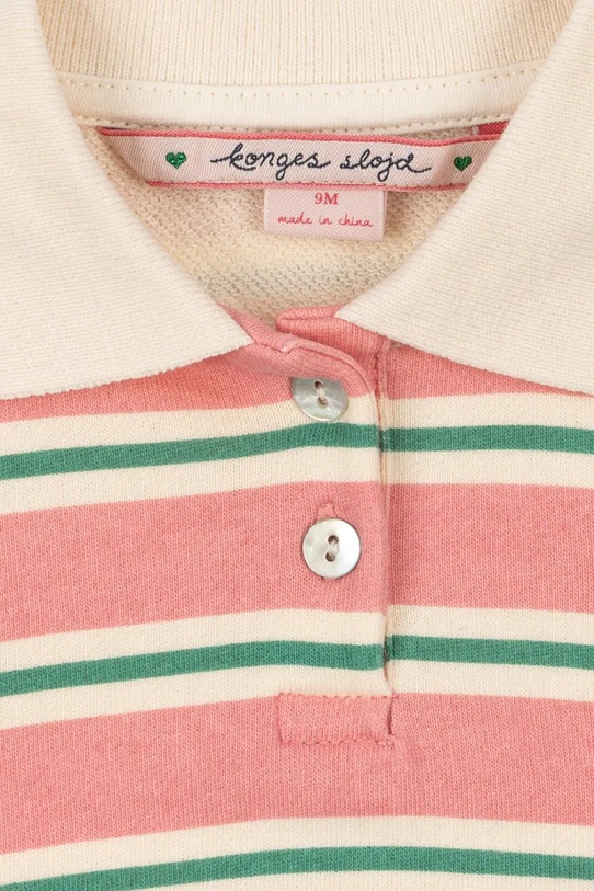 Chłopiec Konges Sløjd body bawełniane niemowlęce SPOTTY LS ROMPER GOTS KS104431.9BYA różowy