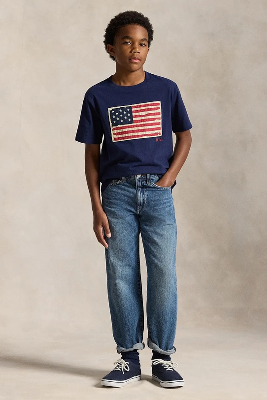 Detské bavlnené tričko Polo Ralph Lauren tmavomodrá 323843794001