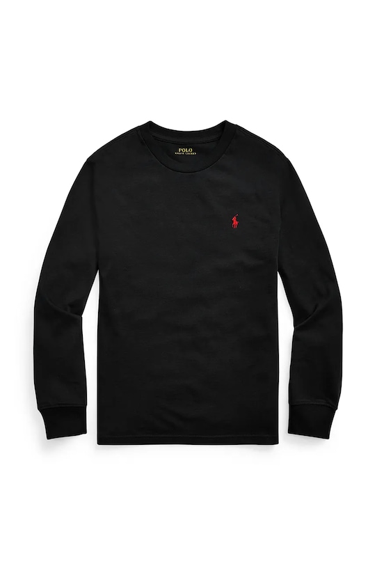 Bavlnené tričko s dlhým rukávom Polo Ralph Lauren okrúhly čierna 323843804001