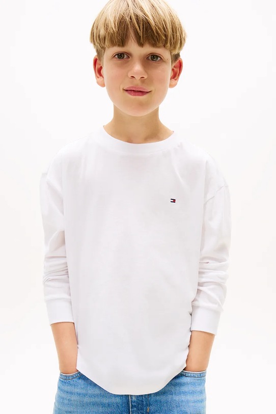 Хлопковый детский лонгслив Tommy Hilfiger хлопок белый KB0KB09846.104.122.9BYA