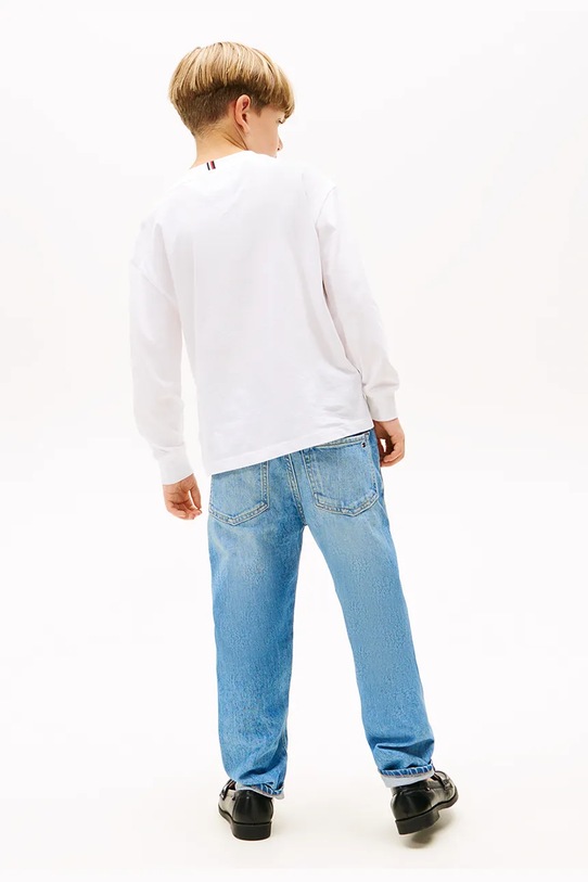 Хлопковый детский лонгслив Tommy Hilfiger белый KB0KB09846.104.122.9BYA