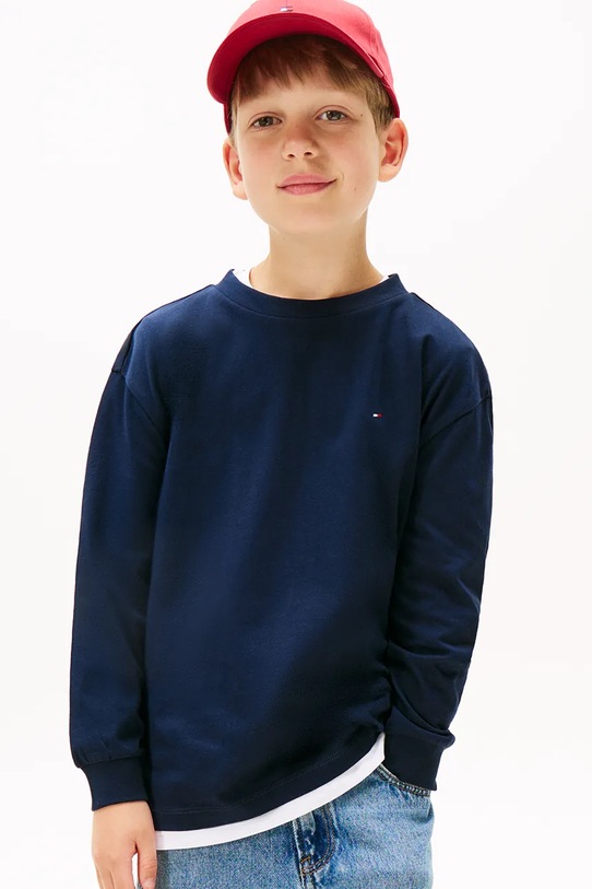 Дитячий бавовняний лонгслів Tommy Hilfiger бавовна темно-синій KB0KB09846.104.122.9BYA