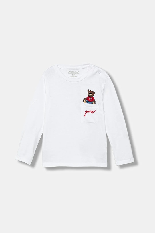 Guess longsleeve bawełniany niemowlęcy aplikacja biały I4BI00.I3Z14.9BYA