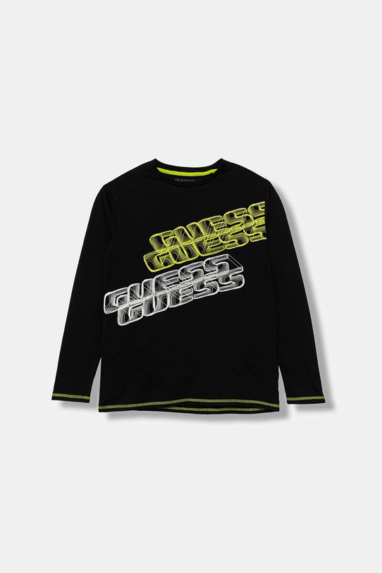 Guess longsleeve bawełniany dziecięcy aplikacja czarny L5YI00.K8HM4.9BYA