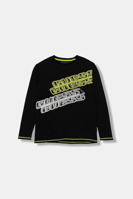 Guess longsleeve bawełniany dziecięcy aplikacja czarny L5YI00.K8HM4.9BYA