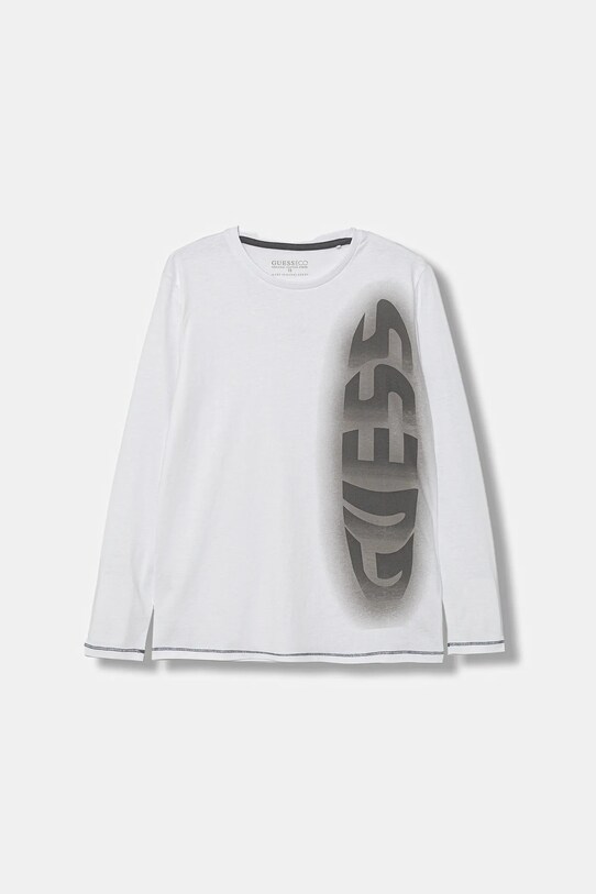 Guess longsleeve bawełniany dziecięcy nadruk biały L5YI02.K8HM4.9BYA