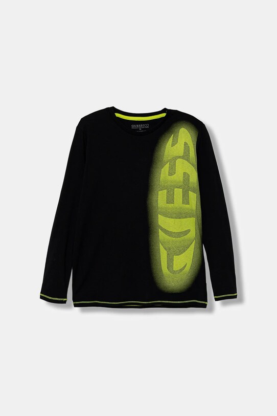 Guess longsleeve bawełniany dziecięcy nadruk czarny L5YI02.K8HM4.9BYA