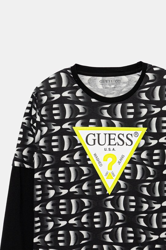 Chłopiec Guess longsleeve bawełniany dziecięcy L5YI04.K8HM4.9BYA czarny