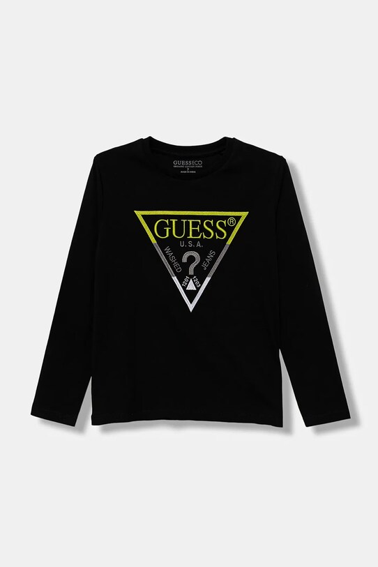 Guess longsleeve bawełniany dziecięcy nadruk czarny L5YI06.K8HM4.9BYA